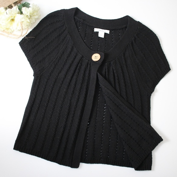 Dressbarn Black Short Sleeve Knit Sweater Cardigan - Picture 8 of 8
